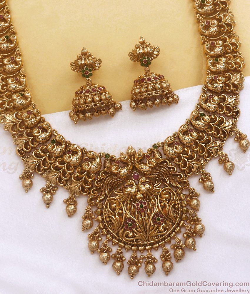 ANTQ1059 - Premium Gold Antique Haram Earring Combo Set Temple Jewelry Collections