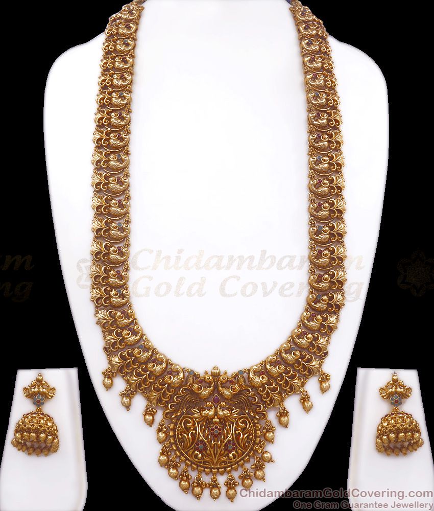 ANTQ1059 - Premium Gold Antique Haram Earring Combo Set Temple Jewelry Collections