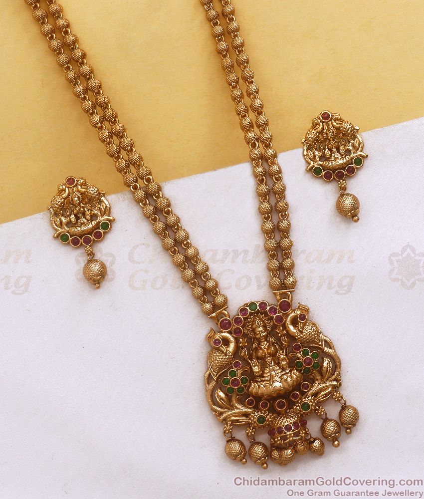 ANTQ1060 - Traditional Antique Gold Haram Earring Combo Kemp Stone Collections