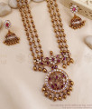 ANTQ1066 South Indian Antique Gold Multi Strand Haram with Jhumkas