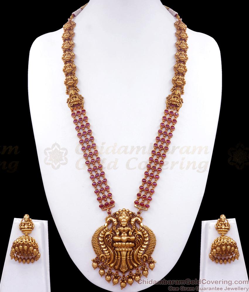 Full Kemp Stone Antique Haram Earring Heavy Bridal Combo Set ANTQ1070