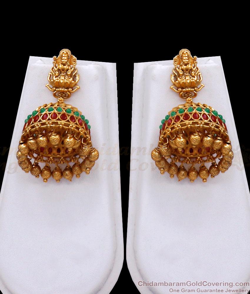 Premium Antique 3 Line Long Haram Earring Combo Kemp Stone Collections ANTQ1078