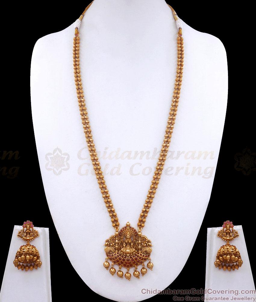 Premium Antique Temple Jewelry Haram Full Ruby Kemp Stone Designs ANTQ1082