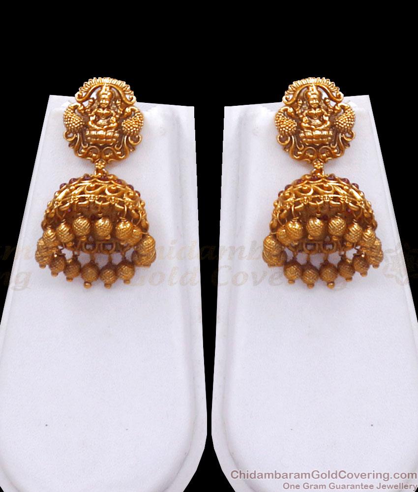 Premium Antique Gold Haram Earring Combo Kemp Ruby Stone Collections ANTQ1083