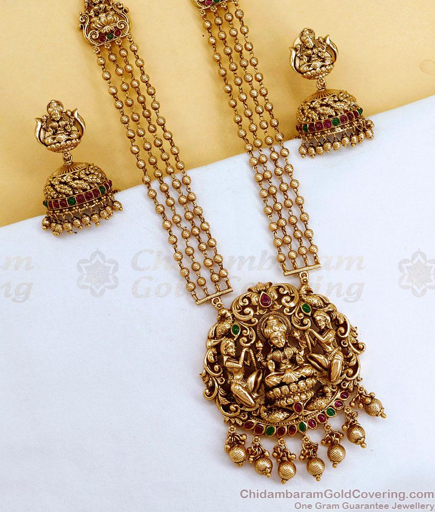 24Kt Gold Plated Antique Haram Temple Jewelry For Wedding ANTQ1090 24Kt Gold Plated Antique Haram Temple Jewelry For Wedding ANTQ1090