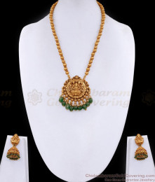 Antique Secondary Haram Lakshmi Design With Emerald Beads ANTQ1095