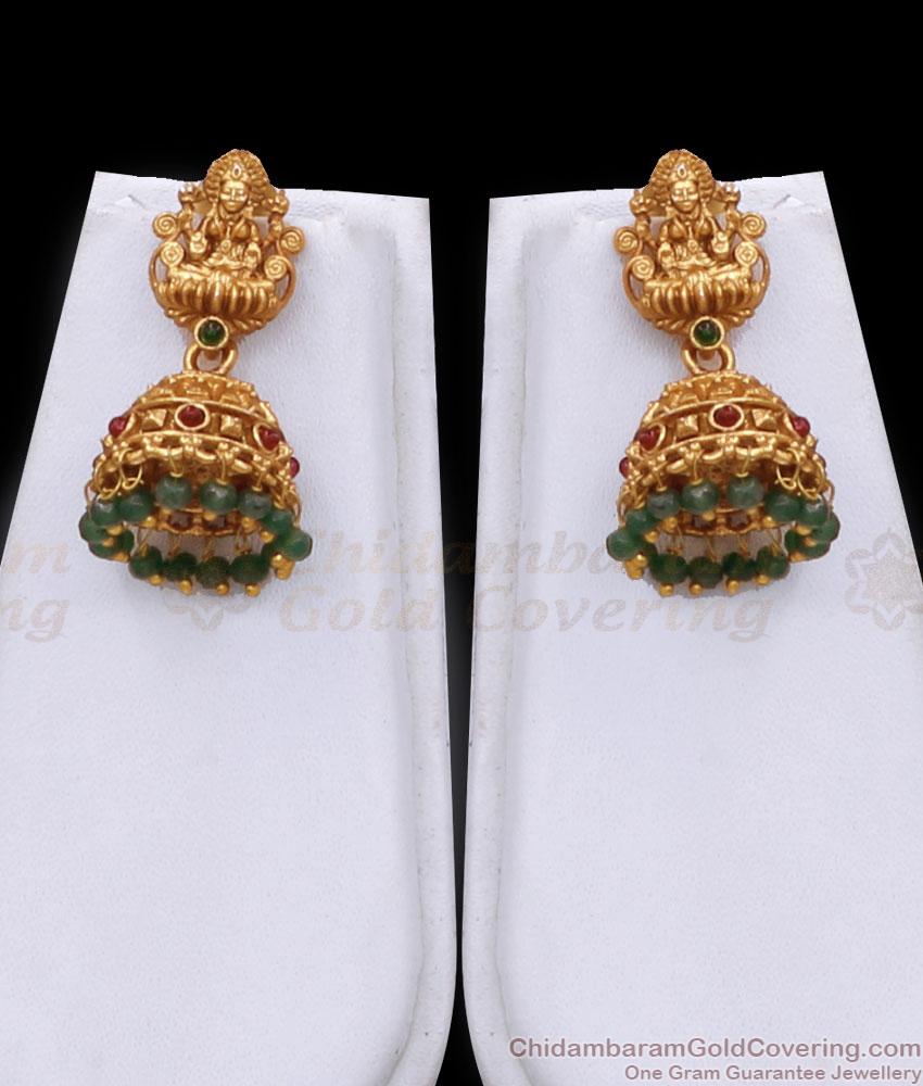 Antique Secondary Haram Lakshmi Design With Emerald Beads ANTQ1095 Antique Secondary Haram Lakshmi Design With Emerald Beads ANTQ1095