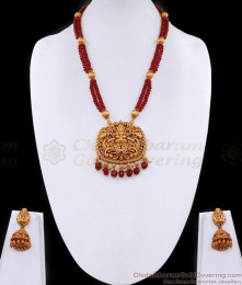 Goddess Lakshmi Antique Gold Haram Matte Finish With Ruby Beads ANTQ1097 Goddess Lakshmi Antique Gold Haram Matte Finish With Ruby Beads ANTQ1097