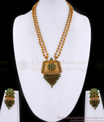 Bollywood Fashion Antique Finish Gold Haram Emerald Stone Design ANTQ1100