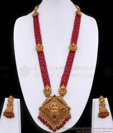 Latest Lakshmi Design Antique Ruby Beads Long Haram Temple Jewelry ANTQ1102