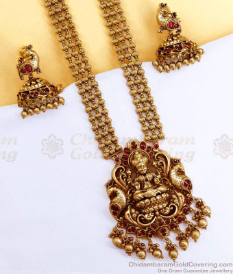 New Arrival Heavy Bridal Antique Gold Haram Earring Shop Online ANTQ1103