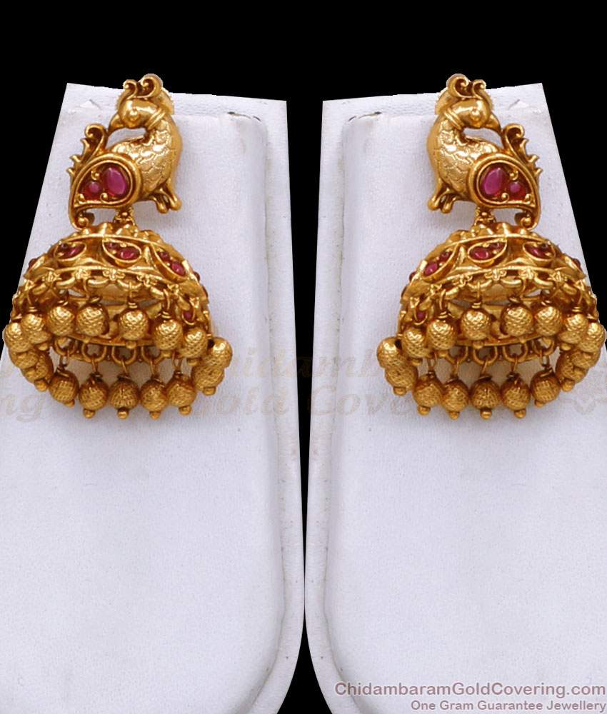 New Arrival Heavy Bridal Antique Gold Haram Earring Shop Online ANTQ1103