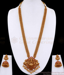 ANTQ1107 Premium Quality Antique Gold Temple Haram Set Lakshmi Design