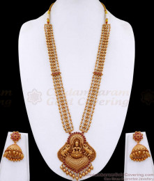 ANTQ1108 Temple Wear Nagas Antique Gold Haram Multi Beads Chain Lakshmi Design For Women