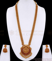 ANTQ1109 Beautiful Gajalakshmi Design Ruby Kemp Stone Antique Haram With Jhumkas