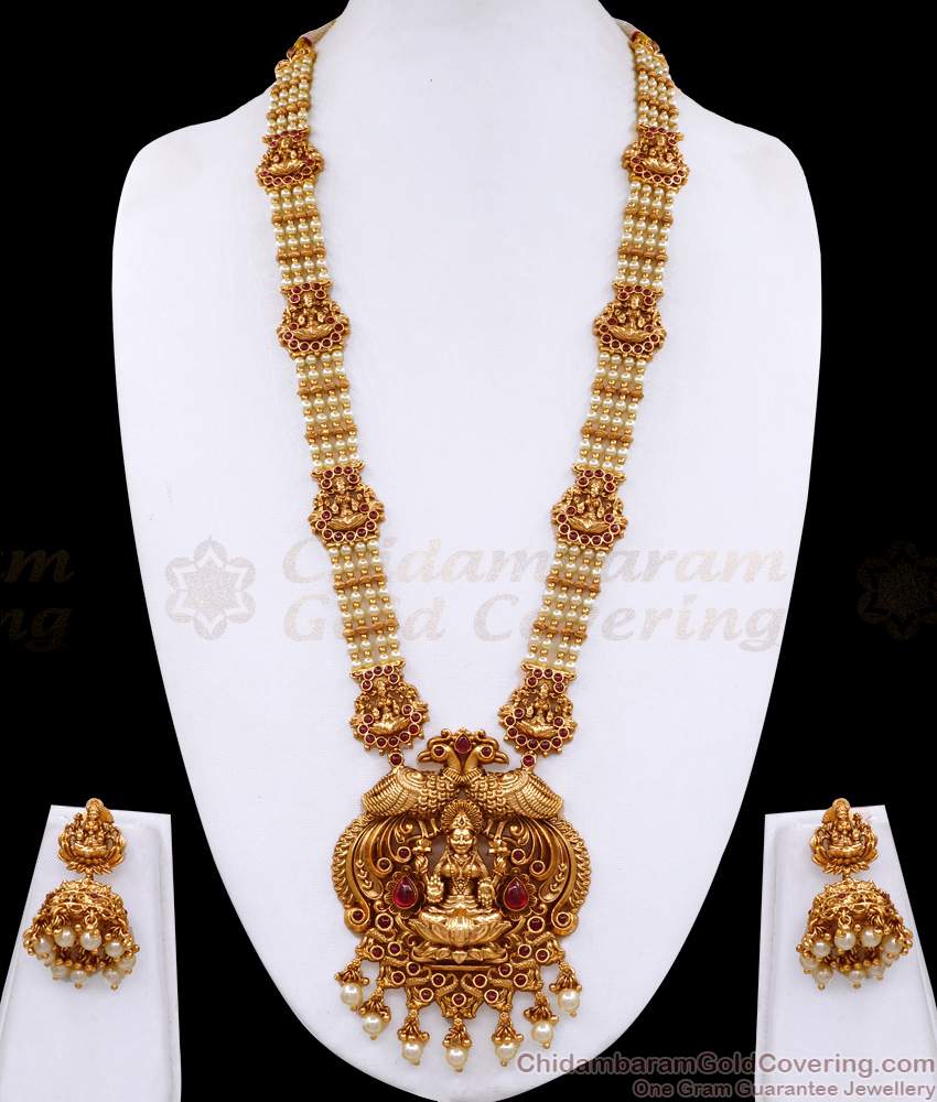 ANTQ1111 Grand Bridal Wear Antique Haram Lakshmi Design Pearl Jewelry