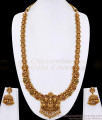 ANTQ1113 Grand Antique Gaja Lakshmi Design Ruby Green Stone Temple Haram Jhumka Set