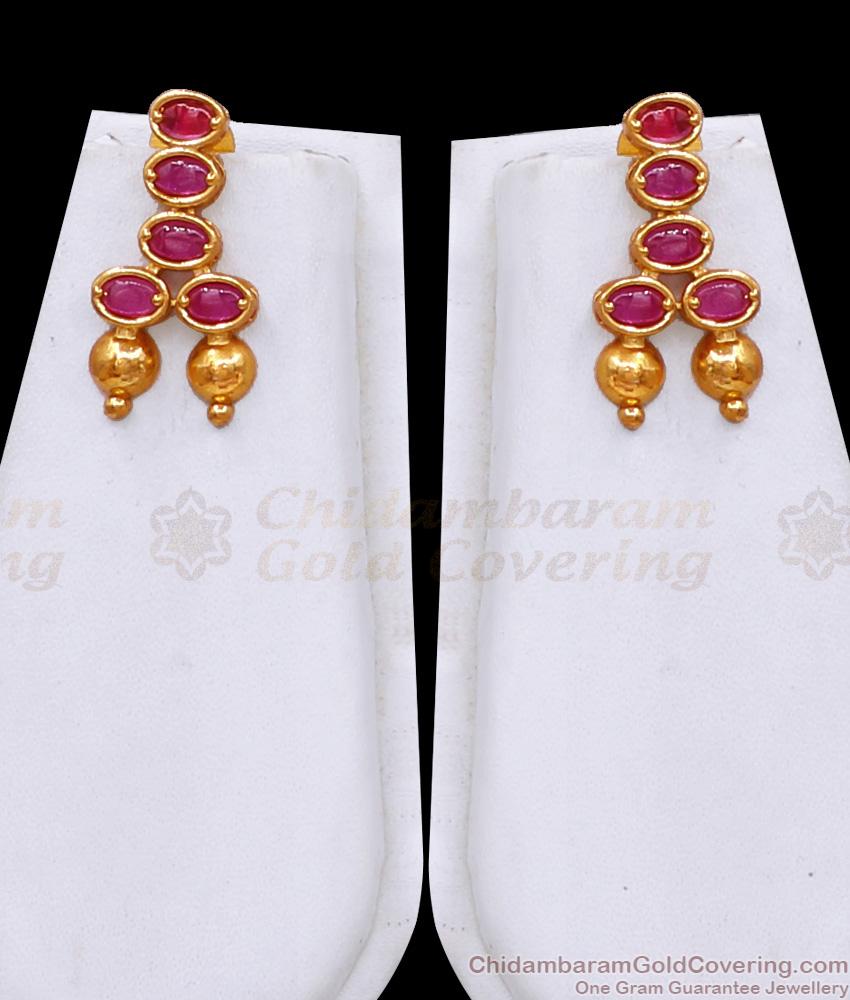 ANTQ1116 Full Ruby Kemp Stone Antique Haram Earring Combo For Brides ANTQ1116 Full Ruby Kemp Stone Antique Haram Earring Combo For Brides