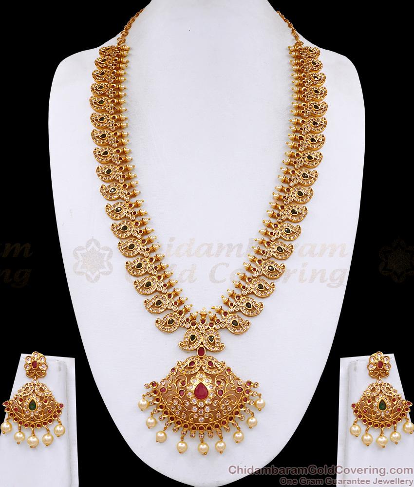 ANTQ1117 Premium Quality Antique Gold Finish Victorian Haram Mango Design For Wedding