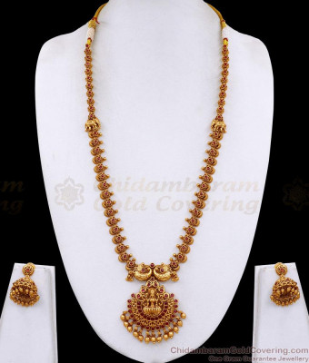 ANTQ1118 Buy Ruby Kemp Stone Antique Gold Haram Lakshmi Design Online