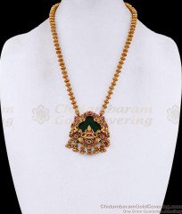 ANTQ1119 Short Secondary Haram Attractive Big Emerald Stone Lakshmi Pendant Antique