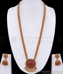 ANTQ1120 Classic Antique Beads 2 Line Temple Haram Ruby Kemp Stone Jewelry