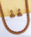 ANTQ1123 Premium Antique Ruby Mango Haram Set with Lakshmi Jhumkas ANTQ1123 Premium Antique Ruby Mango Haram Set with Lakshmi Jhumkas