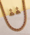 ANTQ1123 Premium Antique Ruby Mango Haram Set with Lakshmi Jhumkas ANTQ1123 Premium Antique Ruby Mango Haram Set with Lakshmi Jhumkas