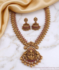 ANTQ1124 Premium Lakshmi Peacock Antique Haram Set with Jhumka