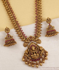 ANTQ1124 Premium Lakshmi Peacock Antique Haram Set with Jhumka ANTQ1124 Premium Lakshmi Peacock Antique Haram Set with Jhumka
