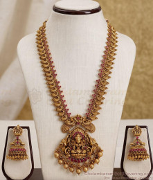 ANTQ1124 Premium Lakshmi Peacock Antique Haram Set with Jhumka ANTQ1124 Premium Lakshmi Peacock Antique Haram Set with Jhumka