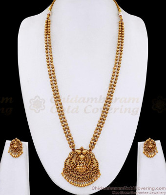 ANTQ1126 New Arrival Antique Gold Beaded Lakshmi Haram Matte Finish
