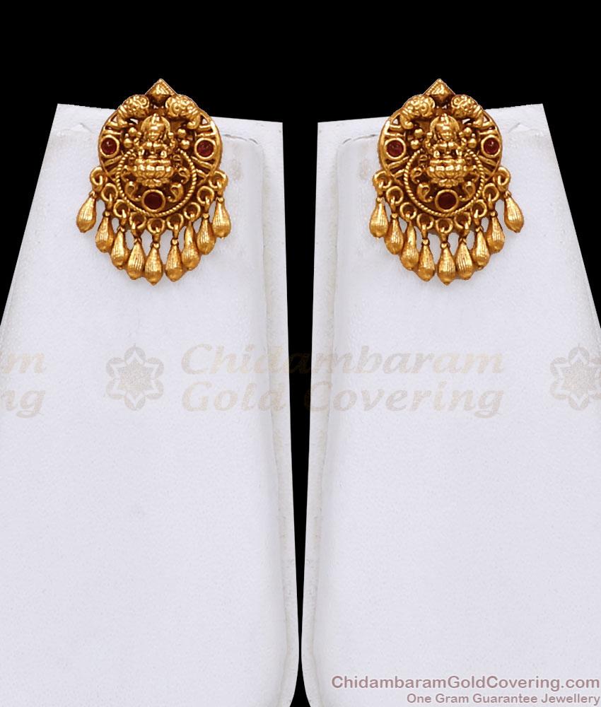 ANTQ1126 New Arrival Antique Gold Beaded Lakshmi Haram Matte Finish ANTQ1126 New Arrival Antique Gold Beaded Lakshmi Haram Matte Finish