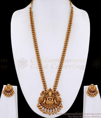 ANTQ1127 High Quality Gajalakshmi Antique Gold Haram Earring Bridal Set