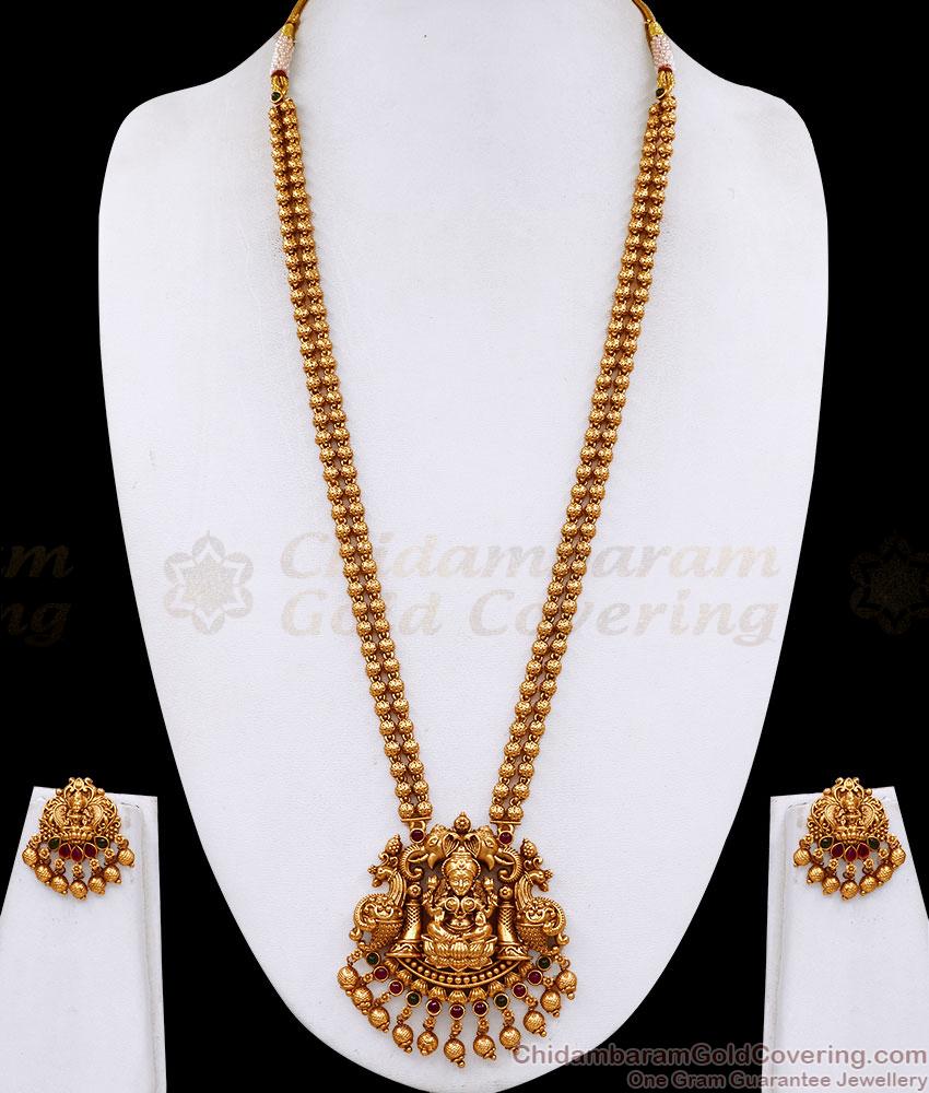ANTQ1127 High Quality Gajalakshmi Antique Gold Haram Earring Bridal Set ANTQ1127 High Quality Gajalakshmi Antique Gold Haram Earring Bridal Set