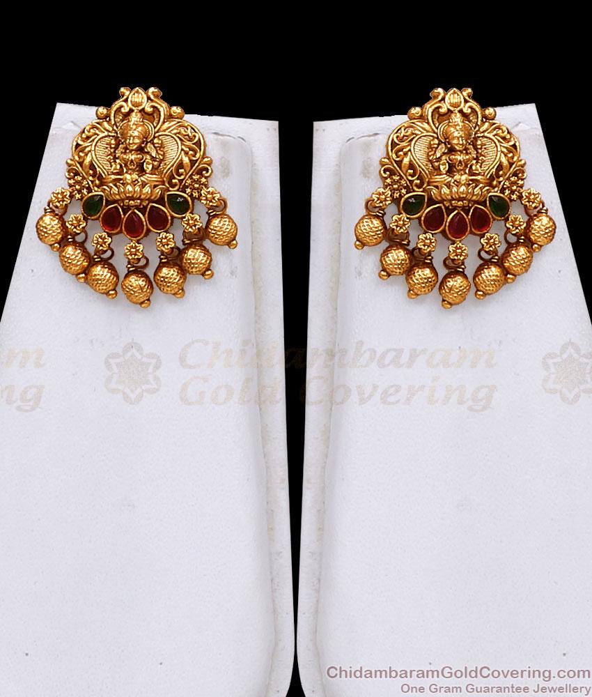 ANTQ1127 High Quality Gajalakshmi Antique Gold Haram Earring Bridal Set ANTQ1127 High Quality Gajalakshmi Antique Gold Haram Earring Bridal Set