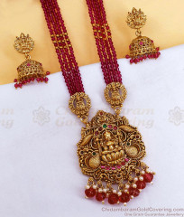 ANTQ1128 Latest Multi Line Ruby Crystal Victorian Haram Set Antique Finish