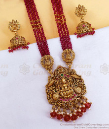 ANTQ1128 Latest Multi Line Ruby Crystal Victorian Haram Set Antique Finish ANTQ1128 Latest Multi Line Ruby Crystal Victorian Haram Set Antique Finish