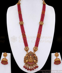ANTQ1128 Latest Multi Line Ruby Crystal Victorian Haram Set Antique Finish