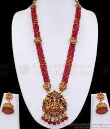 ANTQ1128 Latest Multi Line Ruby Crystal Victorian Haram Set Antique Finish ANTQ1128 Latest Multi Line Ruby Crystal Victorian Haram Set Antique Finish