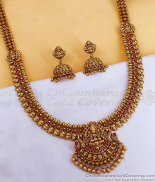 ANTQ1130 South Indian Lakhsmi Motiff Antique Gold Mango Haram Bridal Set ANTQ1130 South Indian Lakhsmi Motiff Antique Gold Mango Haram Bridal Set