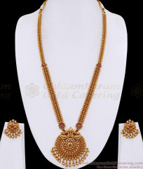 ANTQ1131 Grand Muhurtham Antique Gold Twin Peacock Medallion Haram Set ANTQ1131 Grand Muhurtham Antique Gold Twin Peacock Medallion Haram Set