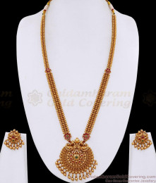 ANTQ1131 Grand Muhurtham Antique Gold Twin Peacock Medallion Haram Set ANTQ1131 Grand Muhurtham Antique Gold Twin Peacock Medallion Haram Set