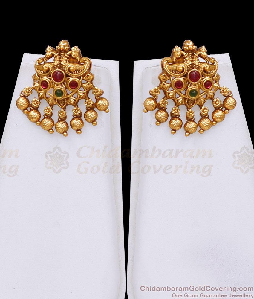 ANTQ1131 Grand Muhurtham Antique Gold Twin Peacock Medallion Haram Set