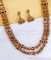 ANTQ1132 Antique Matte Gold Double Layer Gundla Mala Long Necklace Set ANTQ1132 Antique Matte Gold Double Layer Gundla Mala Long Necklace Set