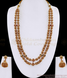 ANTQ1132 Antique Matte Gold Double Layer Gundla Mala Long Necklace Set ANTQ1132 Antique Matte Gold Double Layer Gundla Mala Long Necklace Set