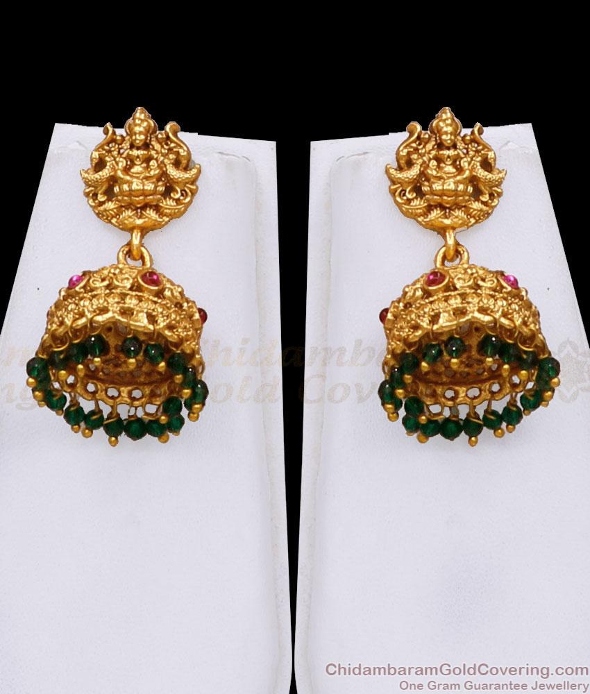 ANTQ1133 Traditional South Indian Green Crystal Layered Long Haram Temple Jewelry ANTQ1133 Traditional South Indian Green Crystal Layered Long Haram Temple Jewelry