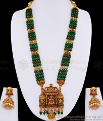 ANTQ1134 Grand South Indian Bridal 4-Strand Emerald Bead Layering Haram Online ANTQ1134 Grand South Indian Bridal 4-Strand Emerald Bead Layering Haram Online
