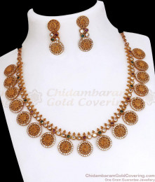 TNL1033 Designer Polki Stone Lakshmi Antique Necklace Temple Jewellry Set