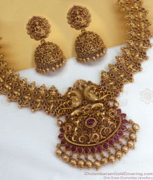 TNL1067 - Premium Antique Necklace With Earring Peacock Design TNL1067 - Premium Antique Necklace With Earring Peacock Design